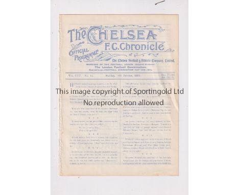 CHELSEA      Programme for the home London Challenge Cup tie v Dulwich Hamlet 14/10/1929, ex-binder.    Generally good