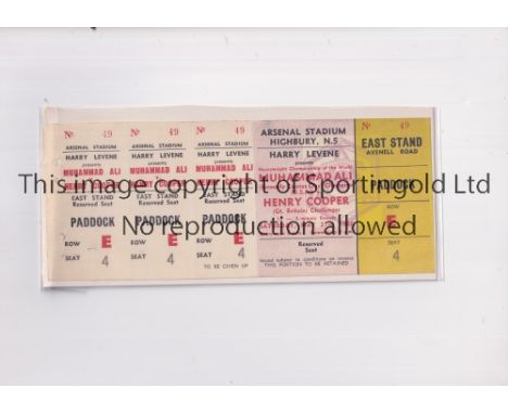 MUHAMMAD ALI V HENRY COOPER 1966 AT ARSENAL       Complete unused ticket with all 3 counterfoils intact for the fight at High