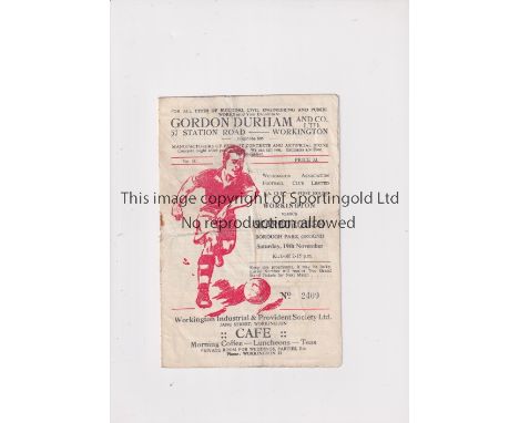WORKINGTON V SCARBOROUGH FA CUP 1955     Programme for the tie at Workington 19/11/1955, folded, slightly worn and staple rus