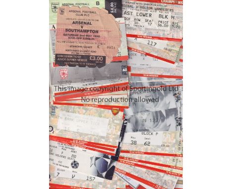 ARSENAL     Over 50 home tickets including 11 unused from the 1990's at Highbury including v Southampton 191/2, last game on 