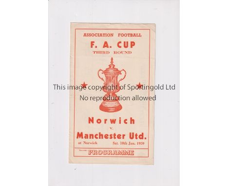 MANCHESTER UNITED      Pirate programme issued by South Western Publicity Co. for the away F.A. Cup tie v Norwich City 10/1/1