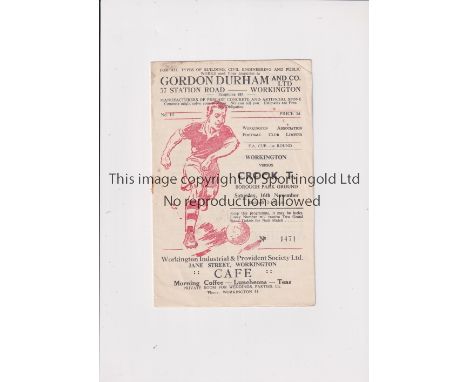 WORKINGTON V CROOK TOWN 1957 FA CUP     Programme for the tie at Workington 16/11/1957, staple removed.    Generally good