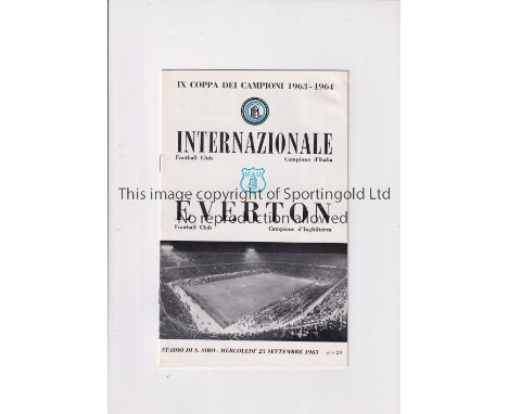 INTER MILAN V EVERTON 1963     Programme for the European Cup tie in Milan 25/9/1963.    Very good