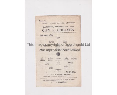 CHELSEA      Programme for the away FA Cup tie v Leicester City 12/1/1946, creased.     Fair to generally good