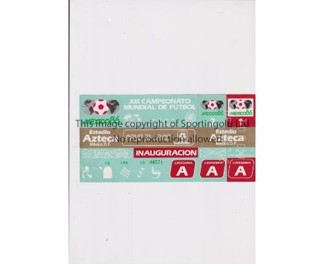 1986 WORLD CUP       Unused ticket for the Opening Ceremony and Bulgaria v Italy 31/5 at the Aztec Stadium. Staple holes on t