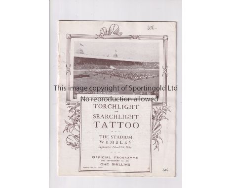 EVENT AT WEMBLEY STADIUM 1924      Programme and ticket stuck inside the front cover for the Torchlight and Searchlight Tatto