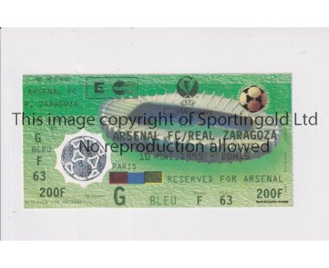 1995 ECWC FINAL     Unused ticket for Arsenal v Real Zaragoza n Paris.    Very good