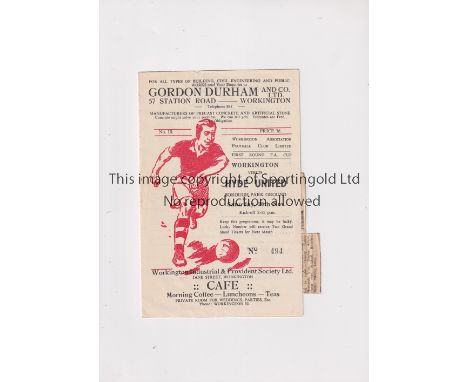 WORKINGTON V HYDE UNITED 1954 FA CUP     Programme for the tie at Workington 20/11/1954, staple removed and 2 newspaper cutti