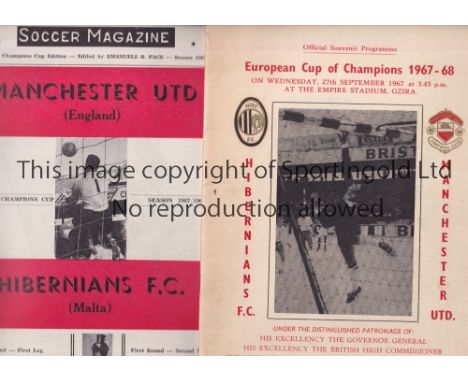 MANCHESTER UNITED / LAW &amp; CHARLTON AUTOGRAPHS     Two programmes, official and Soccer Magazine, for the away European Cup