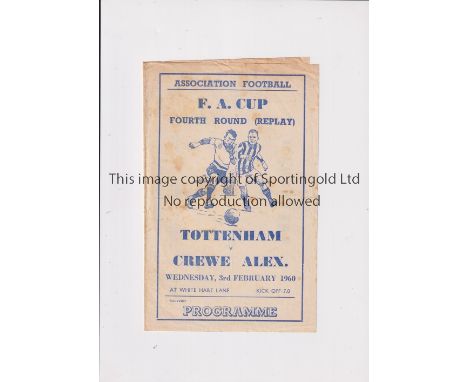TOTTENHAM HOTSPUR / RECORD WIN       Pirate programme issued by South Western Publicity Co. for the home FA Cup tie v Crewe 3