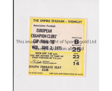 1971 EUROPEAN CUP FINAL      Seat ticket for Ajax v Panathinaikos at Wembley.     Very good