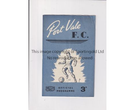 PORT VALE V NEW BRIGHTON 1950 FA CUP      Programme for the tie at Port Vale 25/11/1950. Last season in the League for New Br