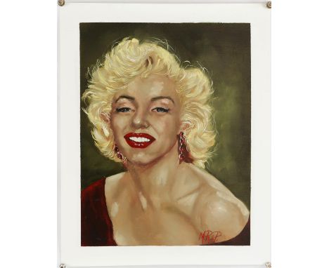Marcela Rogel de Pepper (2010-present) Marilyn, 2017.- Signed, oil painting portrait of Marilyn Monroe on paper, 250g/m2, Sig