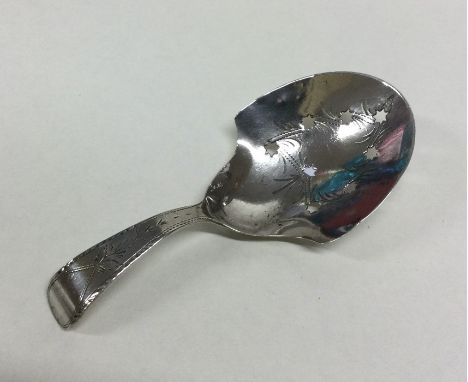 A good Georgian silver caddy spoon with pierced bowl decorated with swags. Birmingham. By John Thornton. Approx. 5 grams. Est