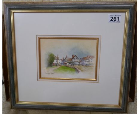 Small watercolour - Upton on Severn signed Christopher Hughes (Ex Royal Worcester artist)