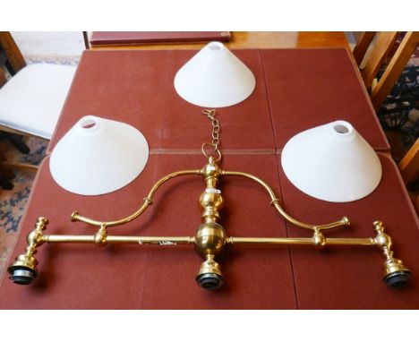 Brass billiard centre light by Christopher Wray