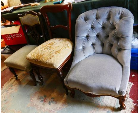 3 chairs to include Victorian button back nursing chair