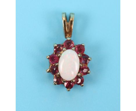 Gold, ruby and opal pendant