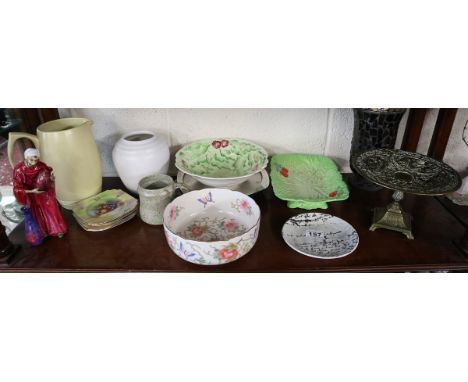 Shelf of collectables to include Wedgwood &amp; Staffordshire Ricardo pot seller