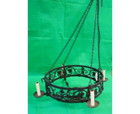 Large wrought iron Gothic hanging light