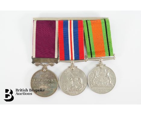 WWII medals including The Defence medal, 1939-45 War medal and Long Service and a Regular Army Good Conduct medal named 16676