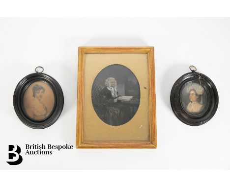 A small oval portrait miniature of a young woman, note to verso suggests she is a relative of the Smiths of Crooke Park, Coun