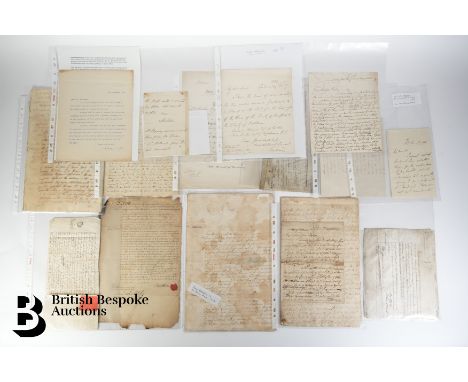 This lot comprises 19 various letters and documents as follows:  1759 heavily stained letter from John Blackall to Sir Henry 