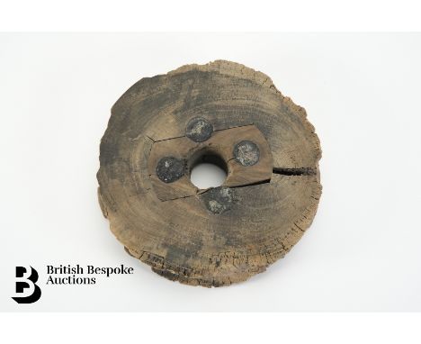 A pulley wheel understood from the wreck of HMS Colossus, the Colossus sank off the Scilly Isles on 11th December 1798 during