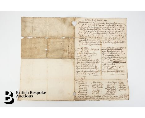 A Manuscript Agreement of 13th October 1649 regarding land in Kirkburtton. A rare survivor, in good condition with only small