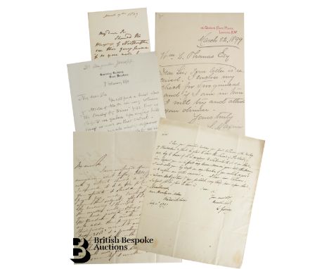 This lot comprises about eighty 18th and primarily 19th century items being about sixty-eight signed letters and approx twelv