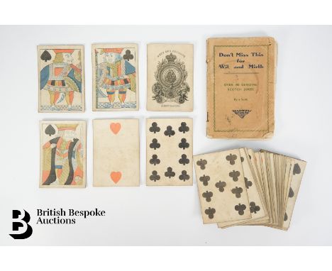 A. Hunt & Sons early deck of 52 playing cards, circa 1800, with 'old frizzle' ace of spades duty paid One Shilling, single-en