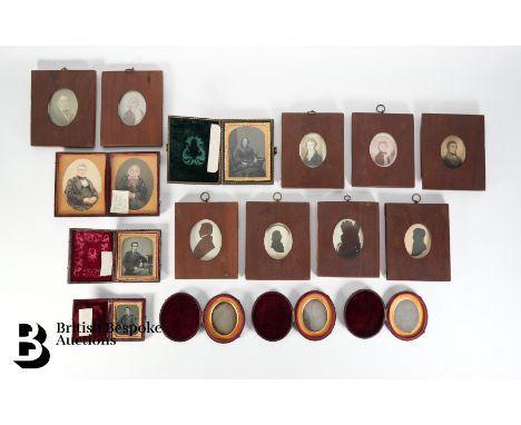 Collection of silhouette, portrait miniatures relating to the Drury family of Ballybay. This lot includes two oval portrait m