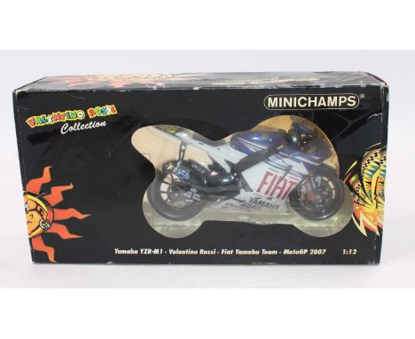A Minichamps model No. 122073046 2007 Moto GP Valentino Rossi model of a Yamaha YZR-M1 Fiat Yamaha Team housed in the origina