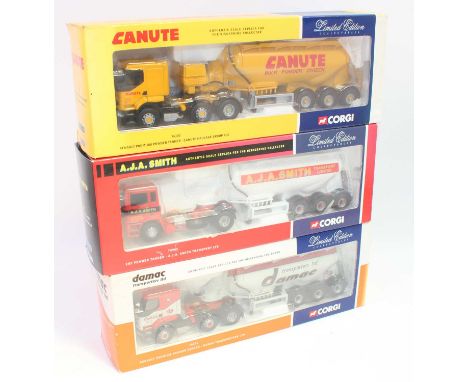 A group of 3 Corgi Road Transport Haulage Commercial Vehicles in 1:50th scale as follows: 76102, Renault Premium Powder Tanke