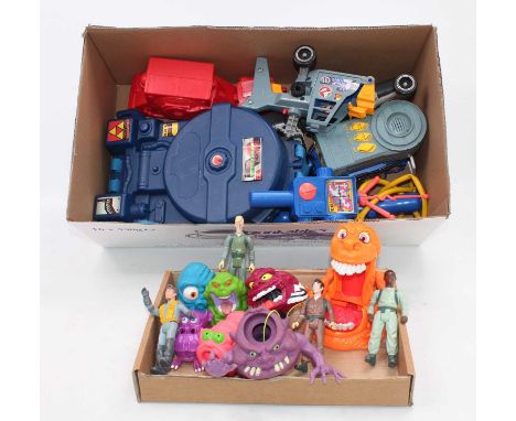 Two boxes containing a quantity of various 1980s Ghost Busters action figures by Kenner and others, mixed examples to include