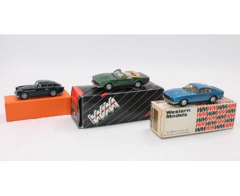 A white metal 1/43 scale vehicle group, three examples to include a Western Models WP109 1982 Aston Martin V8, a Western Mode