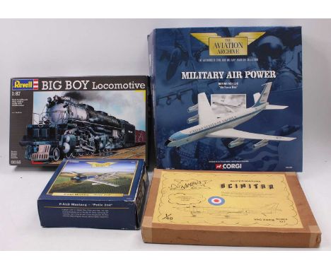 A group of 4 mixed diecast and plastic boxed kits to include a 1:144 scaleAA32901 Corgi Aviation Archive Boeing V.C 10 in "Un