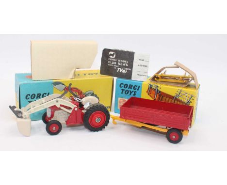 A group of two corgi farm items, both boxed as follows: A Corgi Toys No. 53 Massey Ferguson 65 tractor with shovel comprising