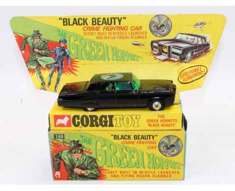 Corgi Toys 268, The Green Hornets 'Black Beauty', black body with green windscreen, Green Hornet transfer, with original slid