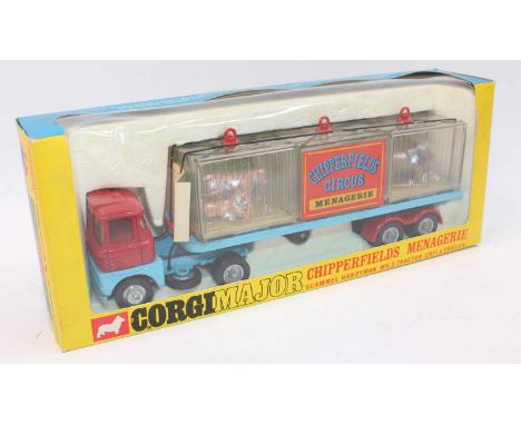 A Corgi 1139, Chipperfields Menagerie truck fitted with the later step wheel hubs, complete with original sticky pads for ani