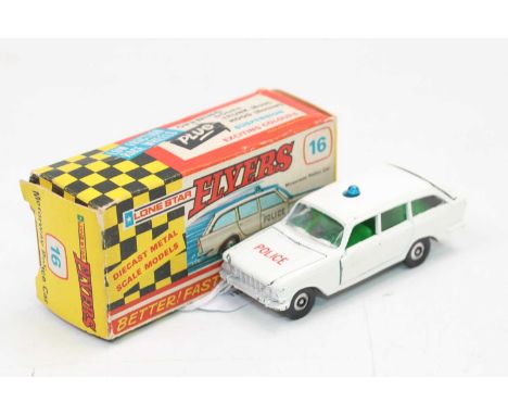Lonestar Flyers No. 16 motorway police car comprising white body with green interior and blue roof light, housed in the origi