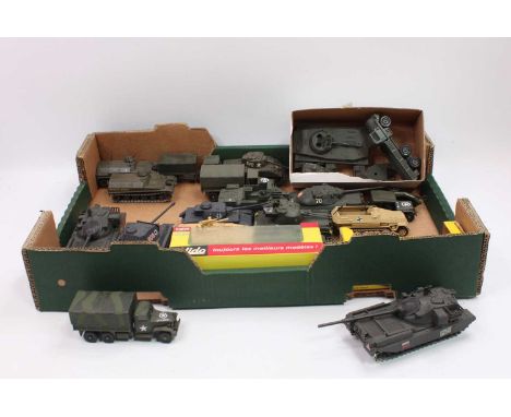 A large tray containing a quantity of loose and part boxed Solido military diecast vehicles, mixed examples to include a No. 