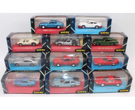 11 various boxed Verem 1/43 scale diecast vehicles, mixed examples, all housed in original window boxes on red/blue display p