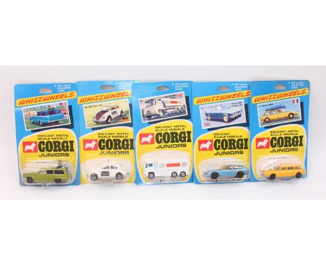 Corgi Juniors group of 5 early "collector card", carded models to include the following: No14 Guy "Esso" tanker, No3 V.W Poli