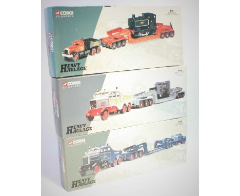 A group of 3 Corgi Classic Heavy Haulage Road Transport Commercial Vehicle in Aprox.1:50th scale as follows: 17701 Scammell C