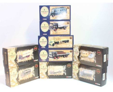 A large group of 9 Corgi "Guinness" livery Road Transport Commercial Vehicles in Aprox.1:50th scale as follows: 22706 Bedford