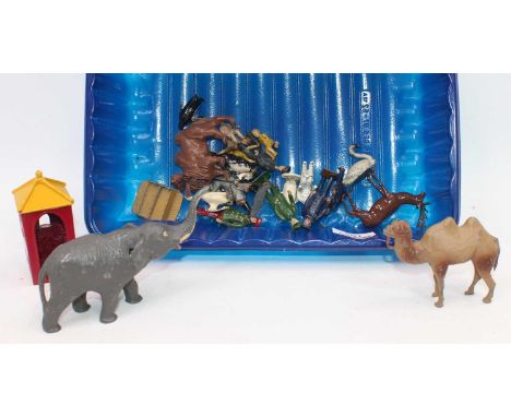 One tray containing approx 30 various Taylor &amp; Barratt zoo figures and animals to include zoo keeper, elephant, penguins,
