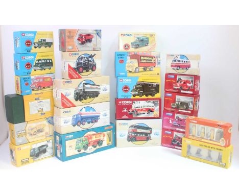 A collection of 23 boxed Corgi Classics commercial truck models in approx. 1:50 scale as includes: x3 "Royal Mail" livery van