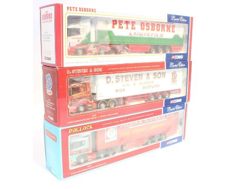 A group of 3 Corgi Road Transport Haulage Commercial Vehicles in 1:50th scale as follows: CC12209 Scania Curtainside in "Pete