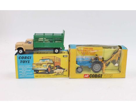 A Corgi Toys boxed farming interest diecast group to include No. 484 Dodge Kew Fargo livestock transporter with animal load (